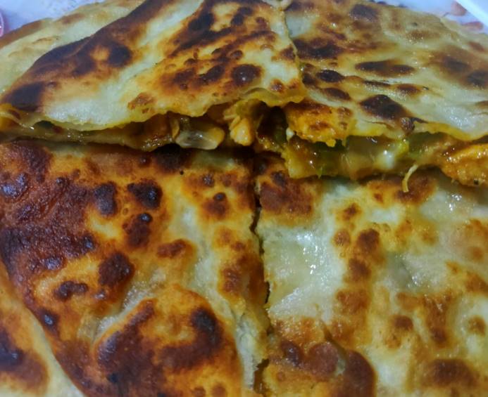 Delicious Chicken Cheese Paratha Pakistani Food Recipe (With Video)