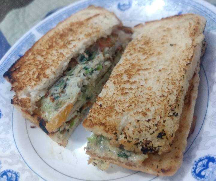 Veggies Cheese Egg Sandwich Pakistani Food Recipe